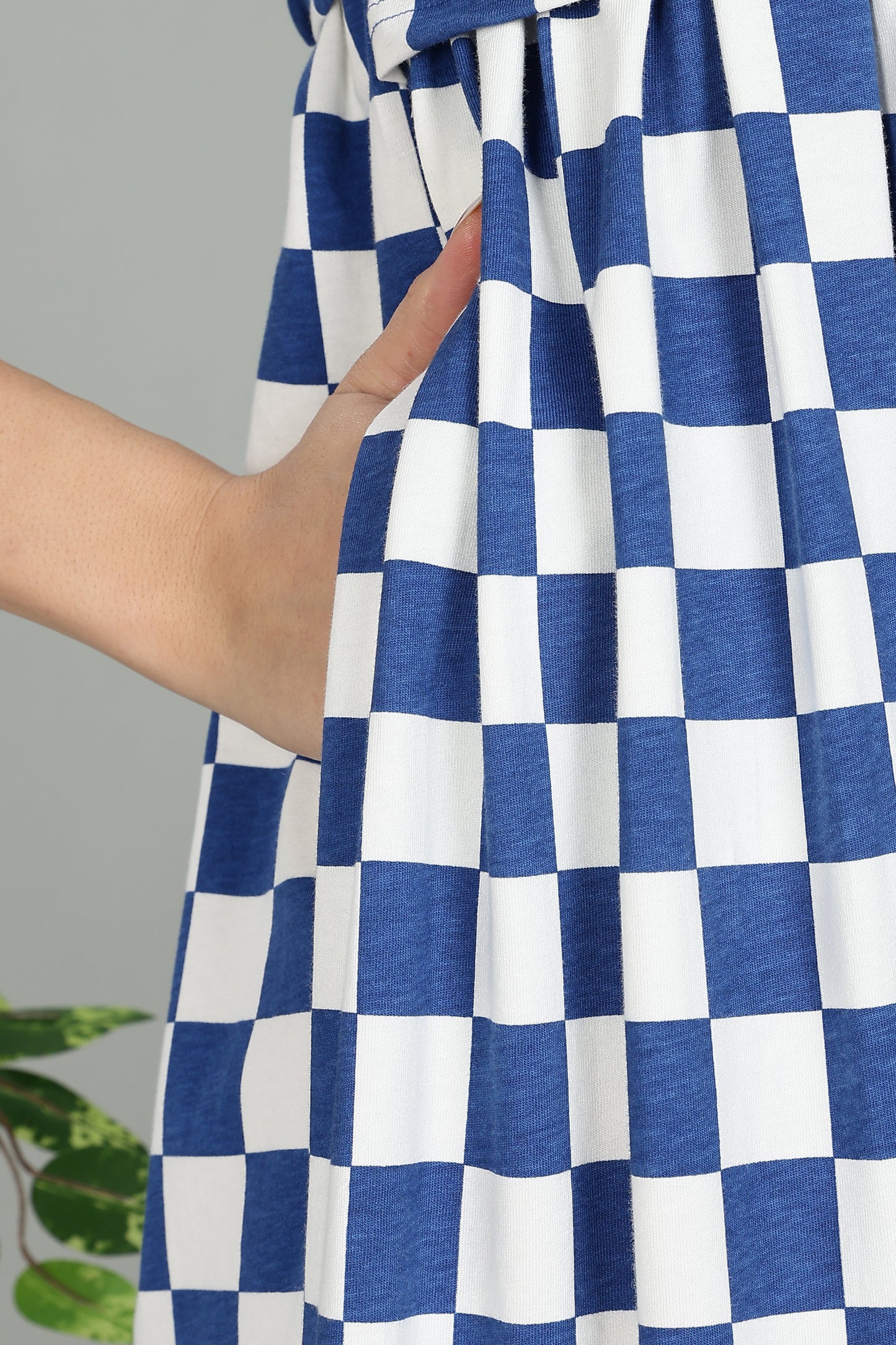 ZIPLESS MATERNITY WEAR |SHORTSLEEVE| AZURE CHECKERS