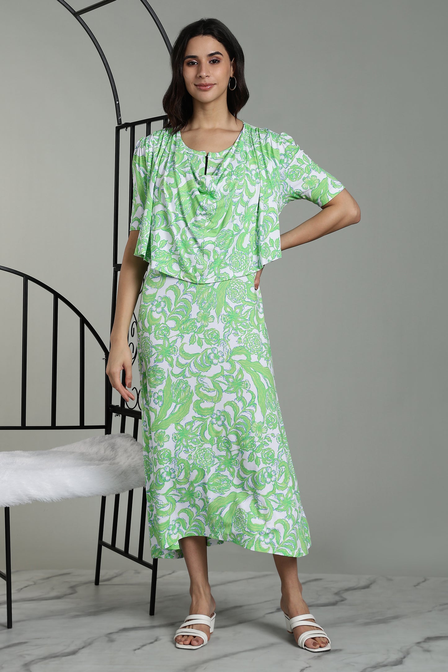Maternity wear With Shawl - Fresh Mint Bloom