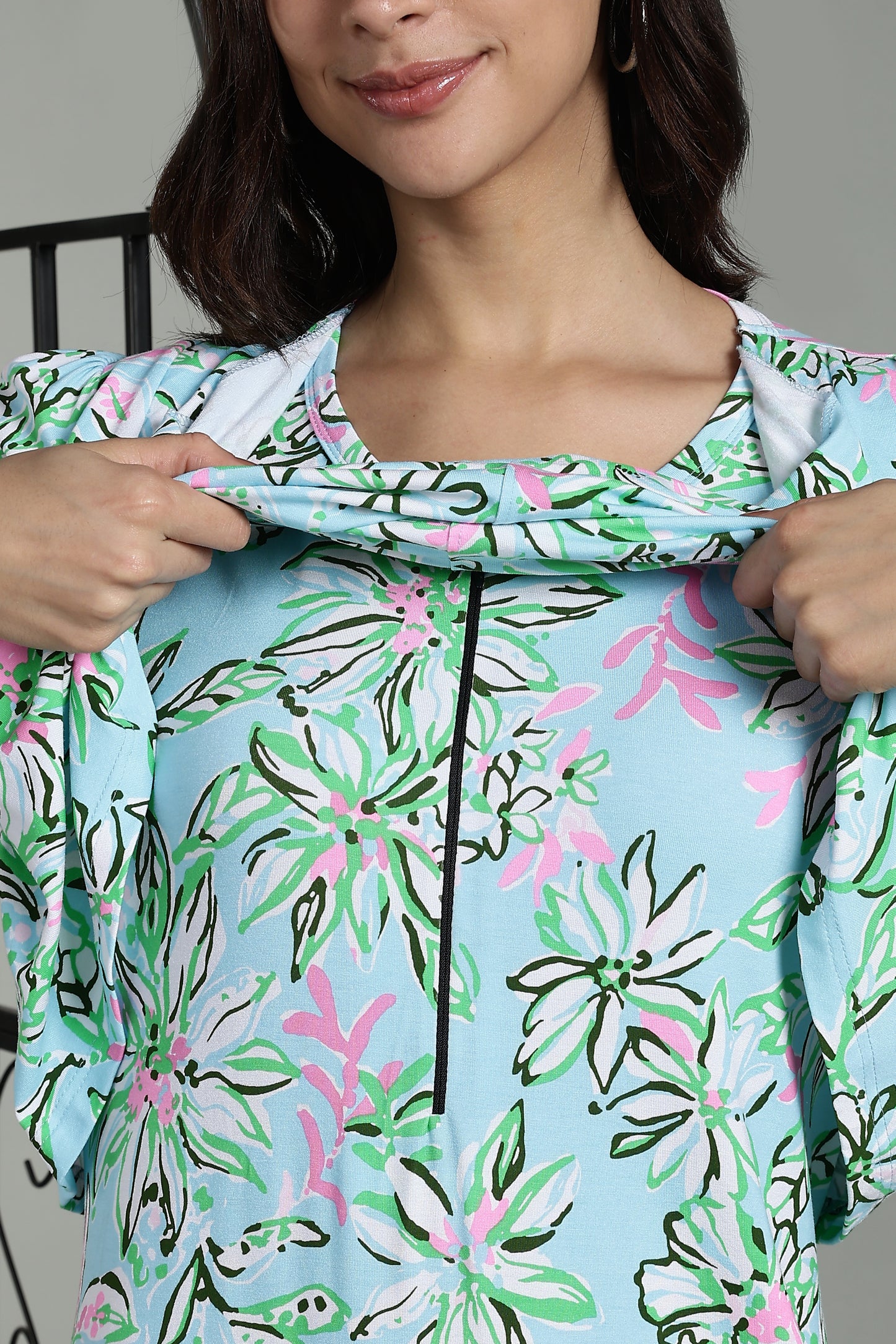Maternity Wear With Shawl - Tropical Mist