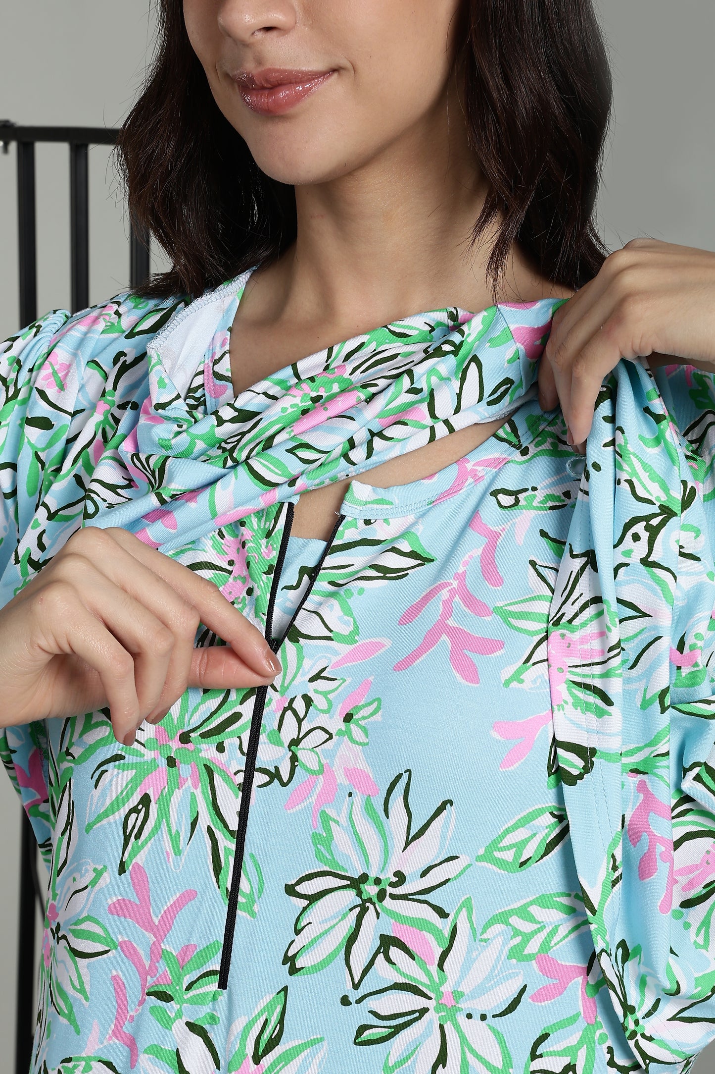 Maternity Wear With Shawl - Tropical Mist