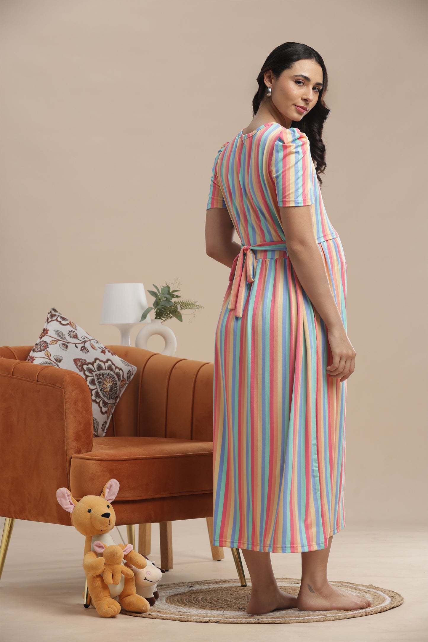 ZIPLESS MATERNITY WEAR | PUFF SLEEVE | SPUN COTTON| RAINBOWELLE