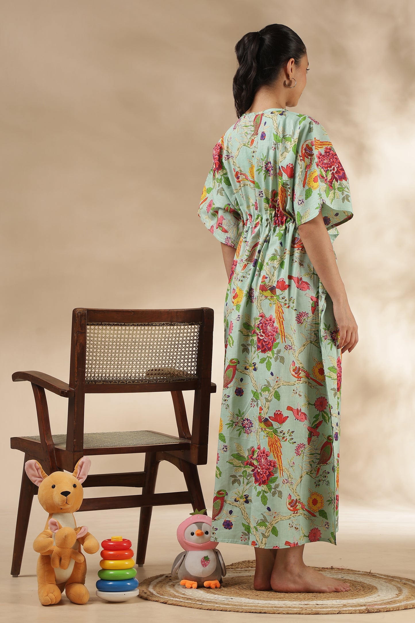 KAFTAN MATERNITY| 100% JAIPUR COTTON | INVISIBLE ZIP | ADJUSTABLE FIT | FREE SIZE| MINT HARMONY