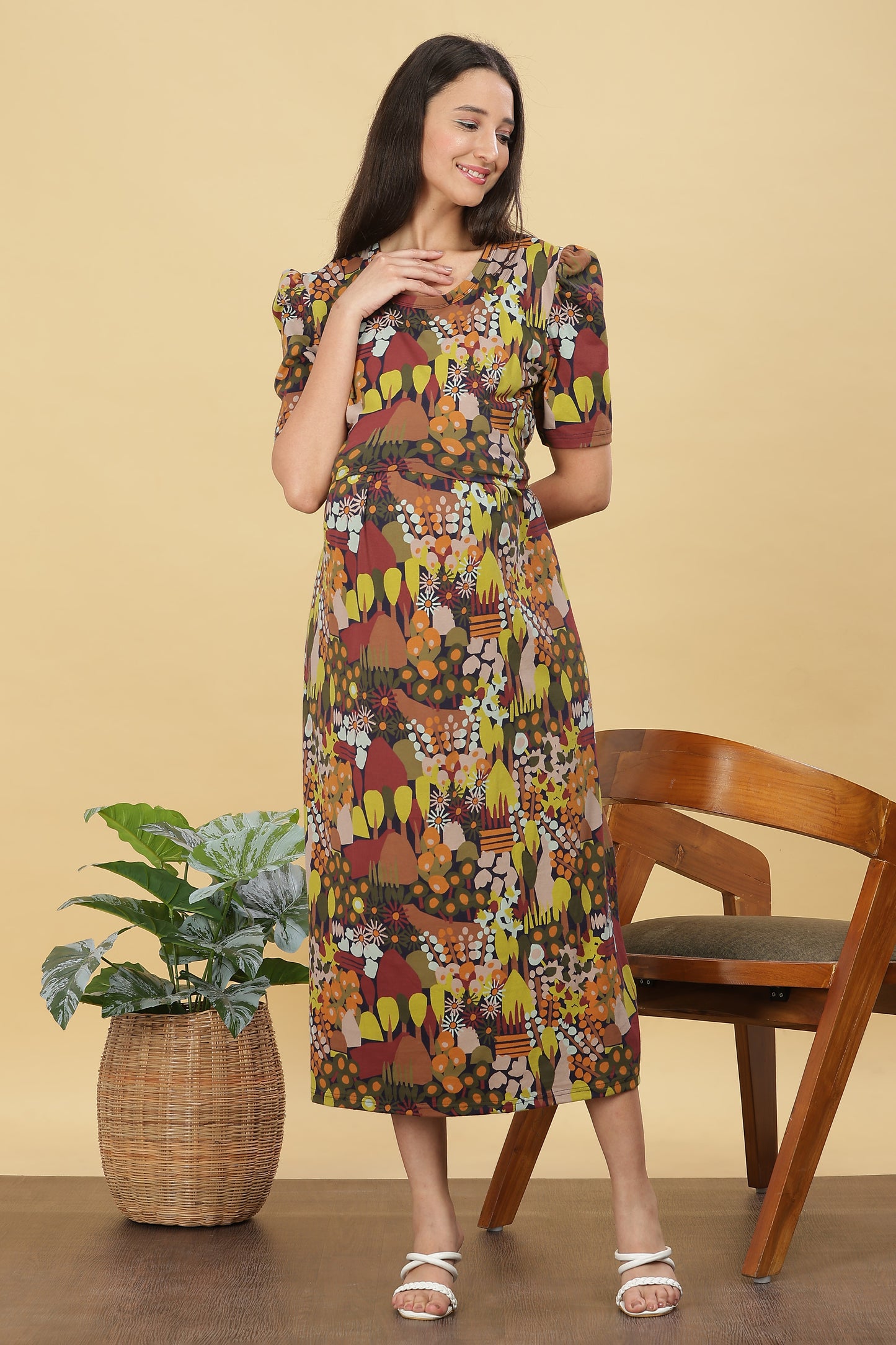 ZIPLESS MATERNITY WEAR PUFFSLEEVE - WOODLAND WHISPER