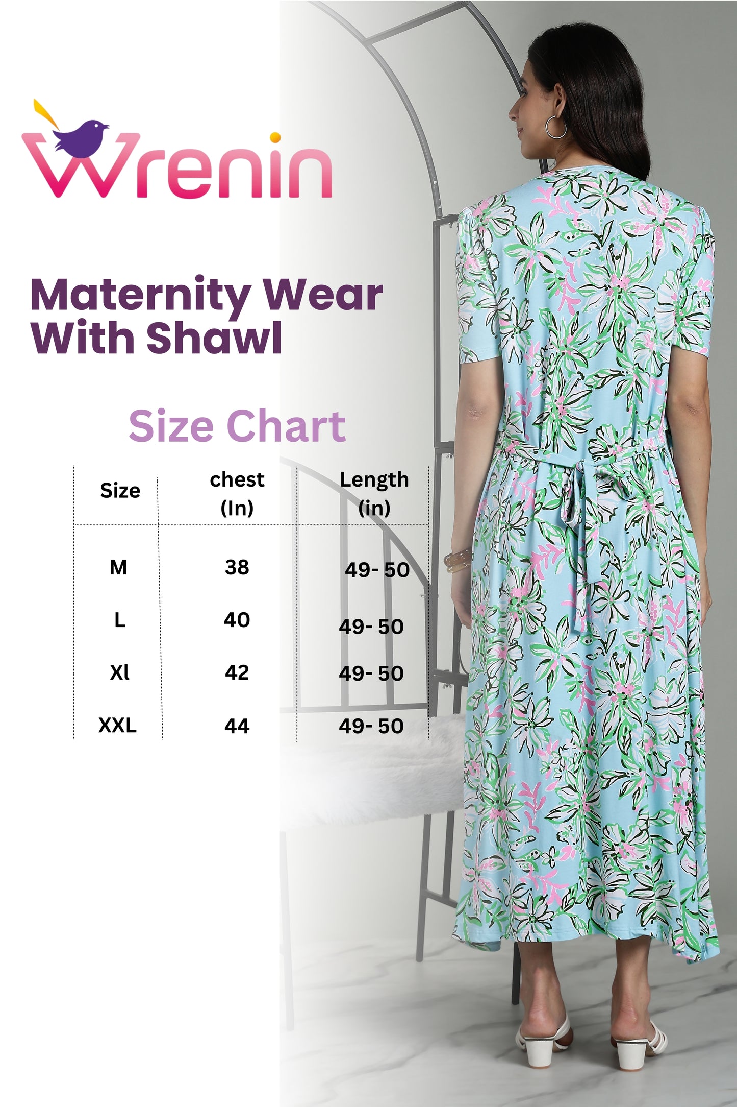 Maternity Wear With Shawl - Tropical Mist