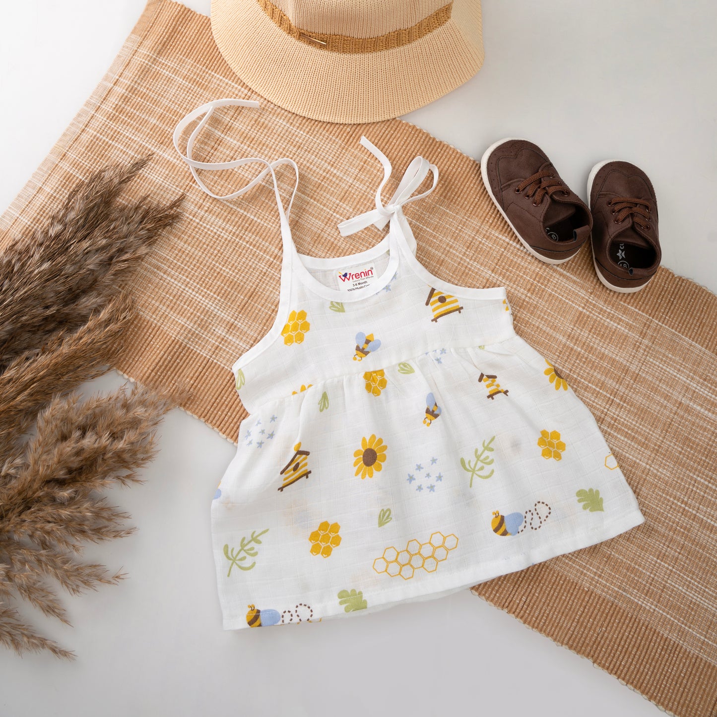 MUSLIN FROCK FRILL KNOT - SWEET NECTAR