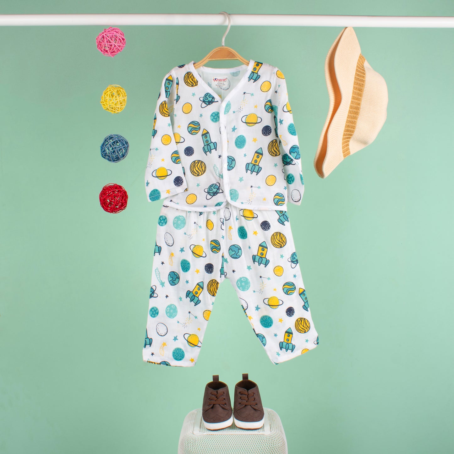 BAMBOO + ORGANIC - MUSLIN - FULL SLEEVE PANT SET - SPACE CADET