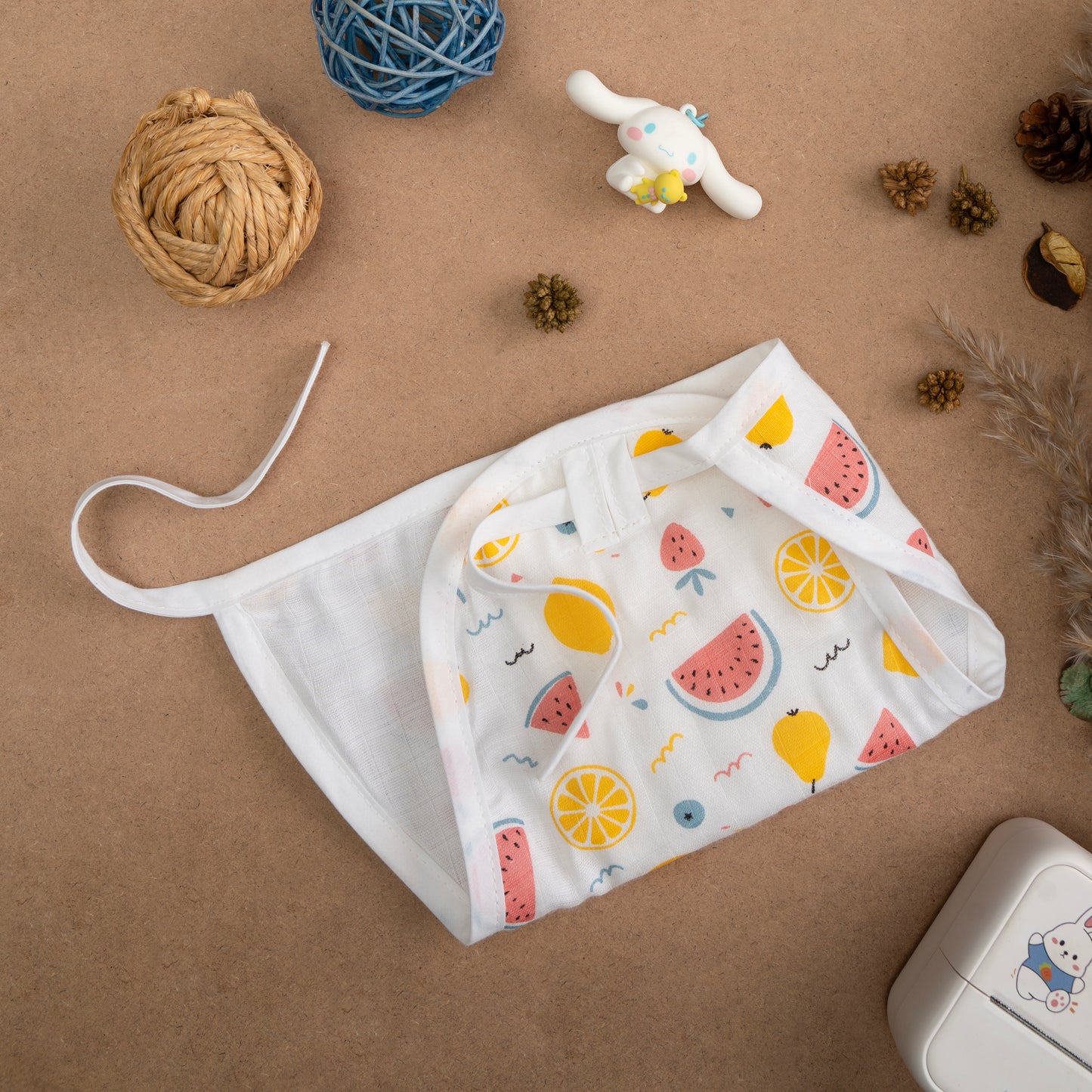 BAMBOO + ORGANIC - MUSLIN - NAPPY - FRUIT FRENZY