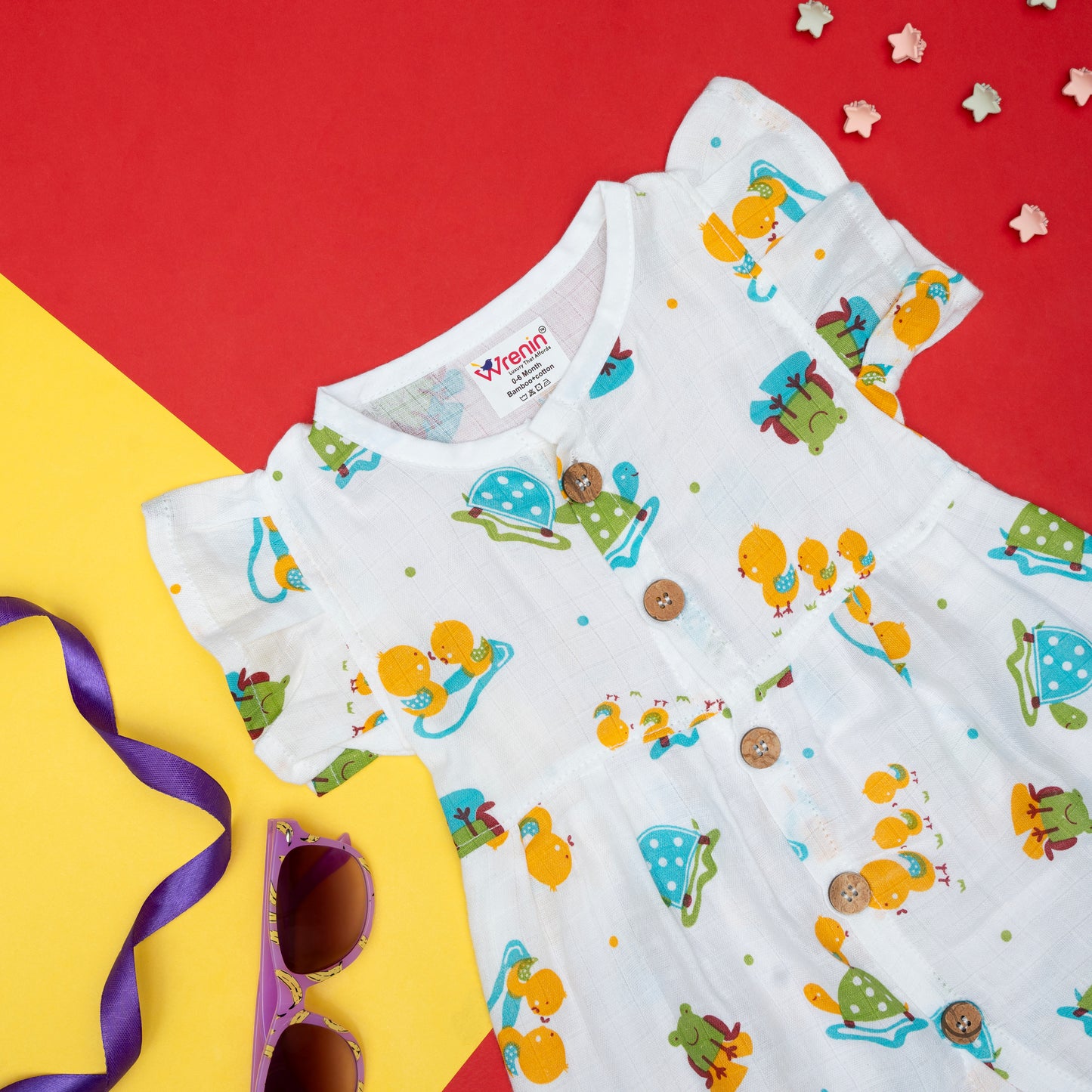 BAMBOO + ORGANIC - MUSLIN - FROCK FRILLED - HOP & SPLASH