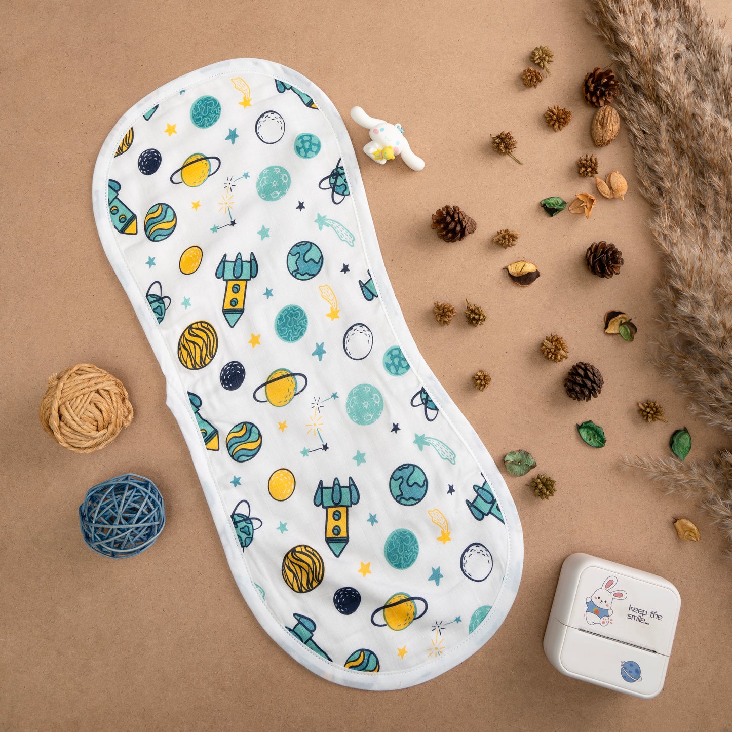 BAMBOO + ORGANIC - MUSLIN - BURP CLOTH - SPACE CADET