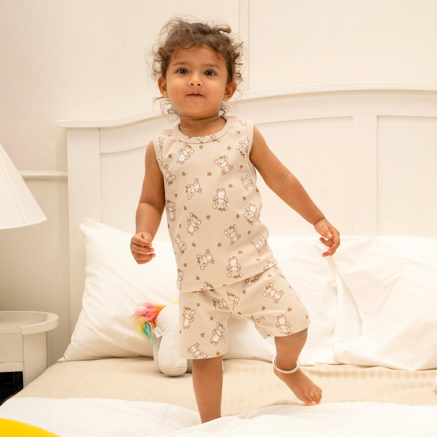 Coords Sleeveless 100% cotton Ribbed Knit - cloud Soft Series - Autumn teddy Trail