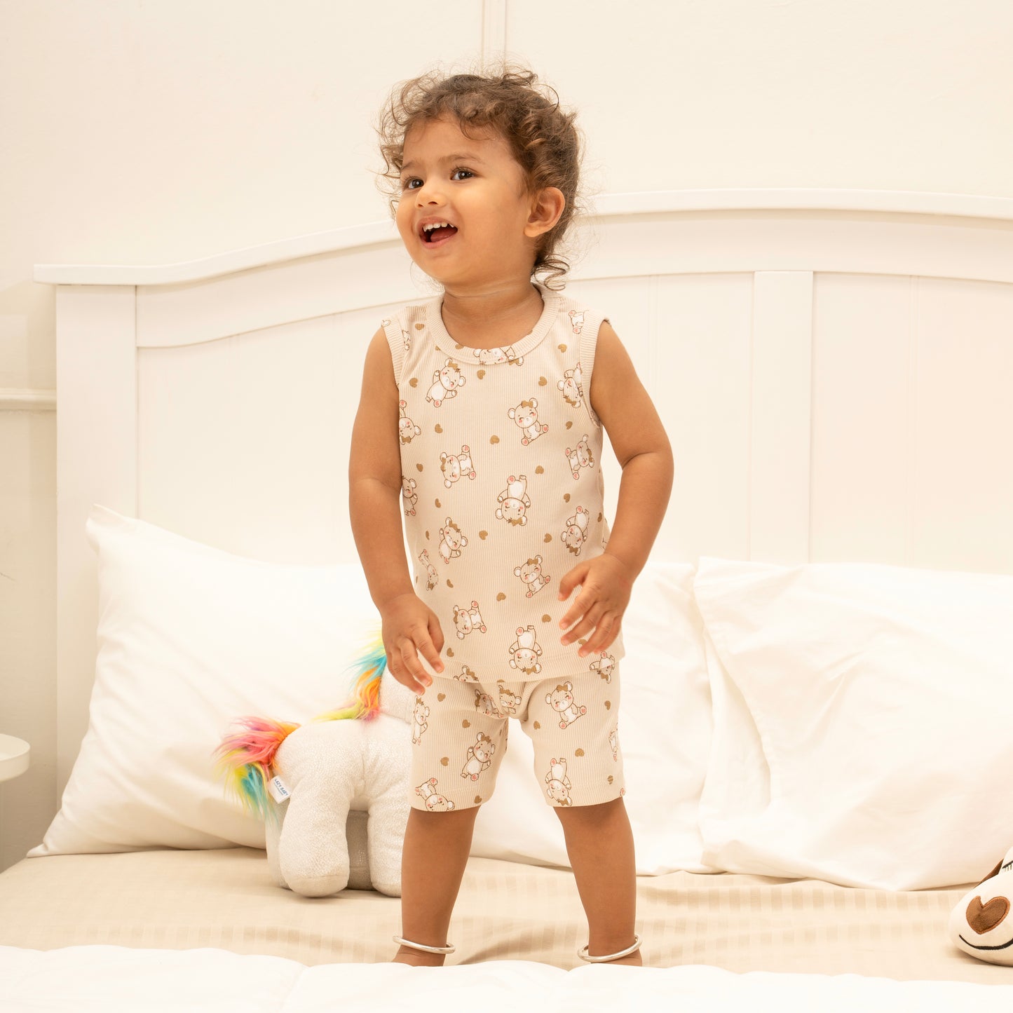 Coords Sleeveless 100% cotton Ribbed Knit - cloud Soft Series - Autumn teddy Trail