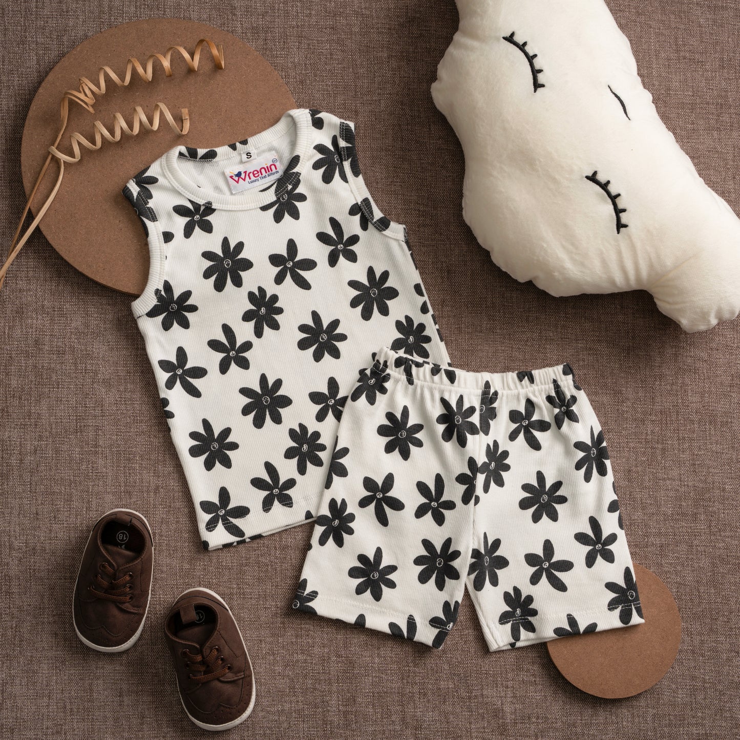 Coords Sleeveless 100% cotton Ribbed Knit - cloud Soft Series - Floral Twilight