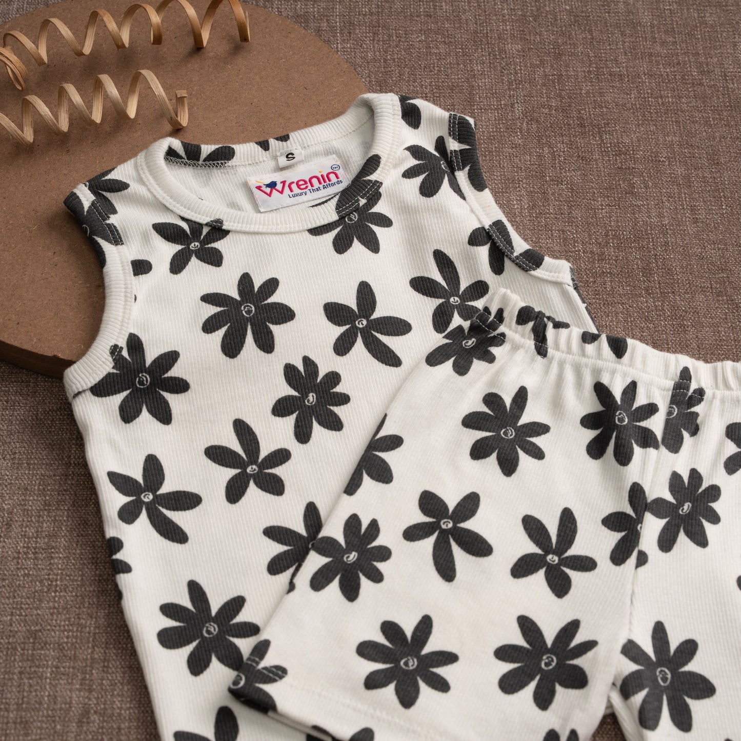 Coords Sleeveless 100% cotton Ribbed Knit - cloud Soft Series - Floral Twilight