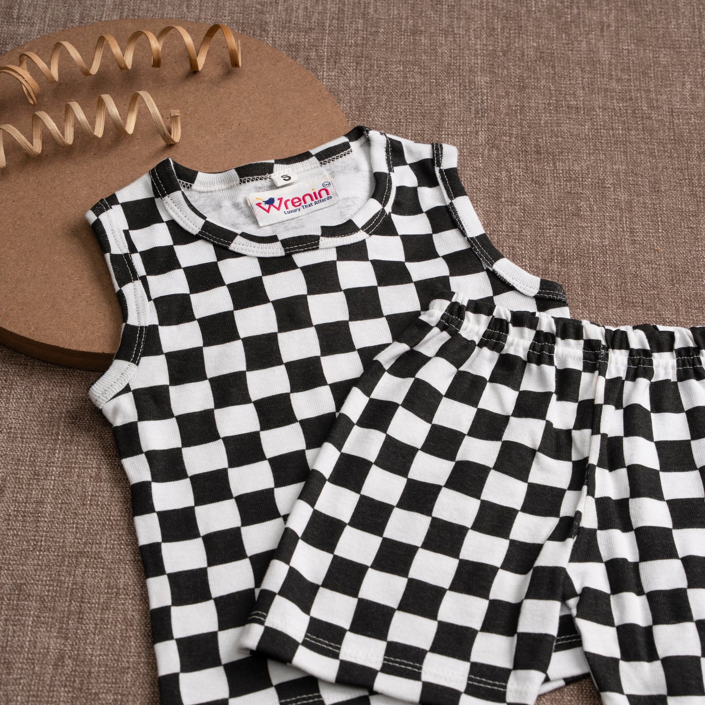 Coords Sleeveless 100% cotton Ribbed Knit - cloud Soft Series - Dynamic check