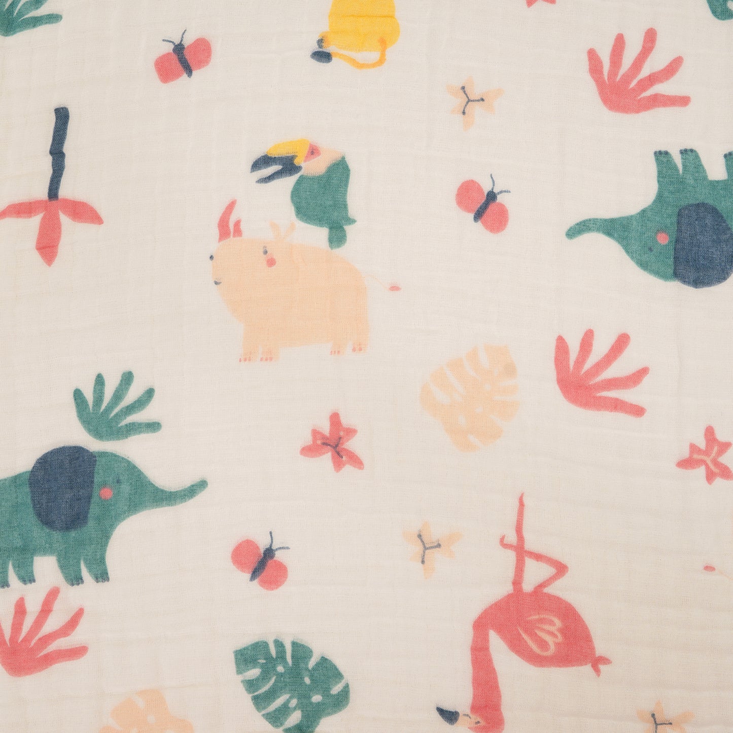 CRINKLE BLANKET | 6 LAYERS | ORGANIC MUSLIN | FLAMINGO SAFARI
