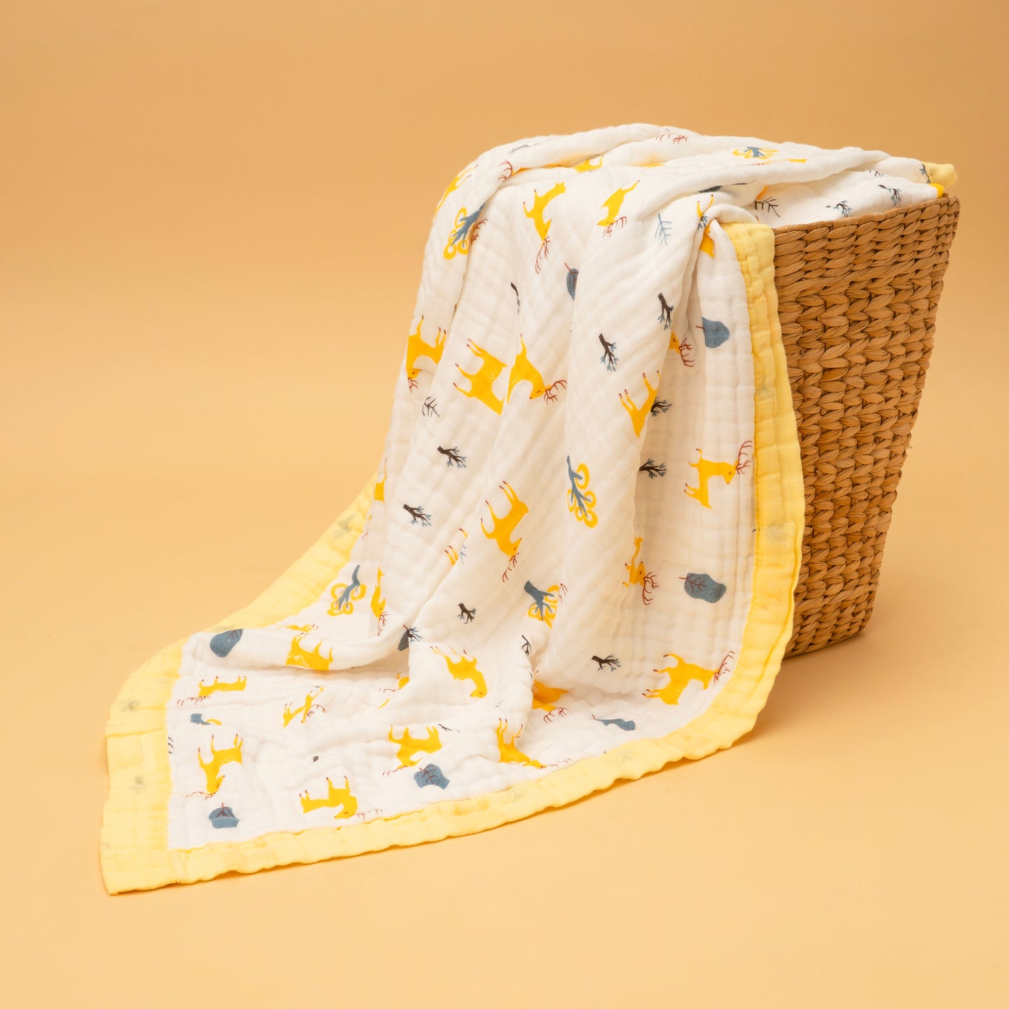 CRINKLE BLANKET | 6 LAYERS | ORGANIC MUSLIN | GOLDEN WOODLAND