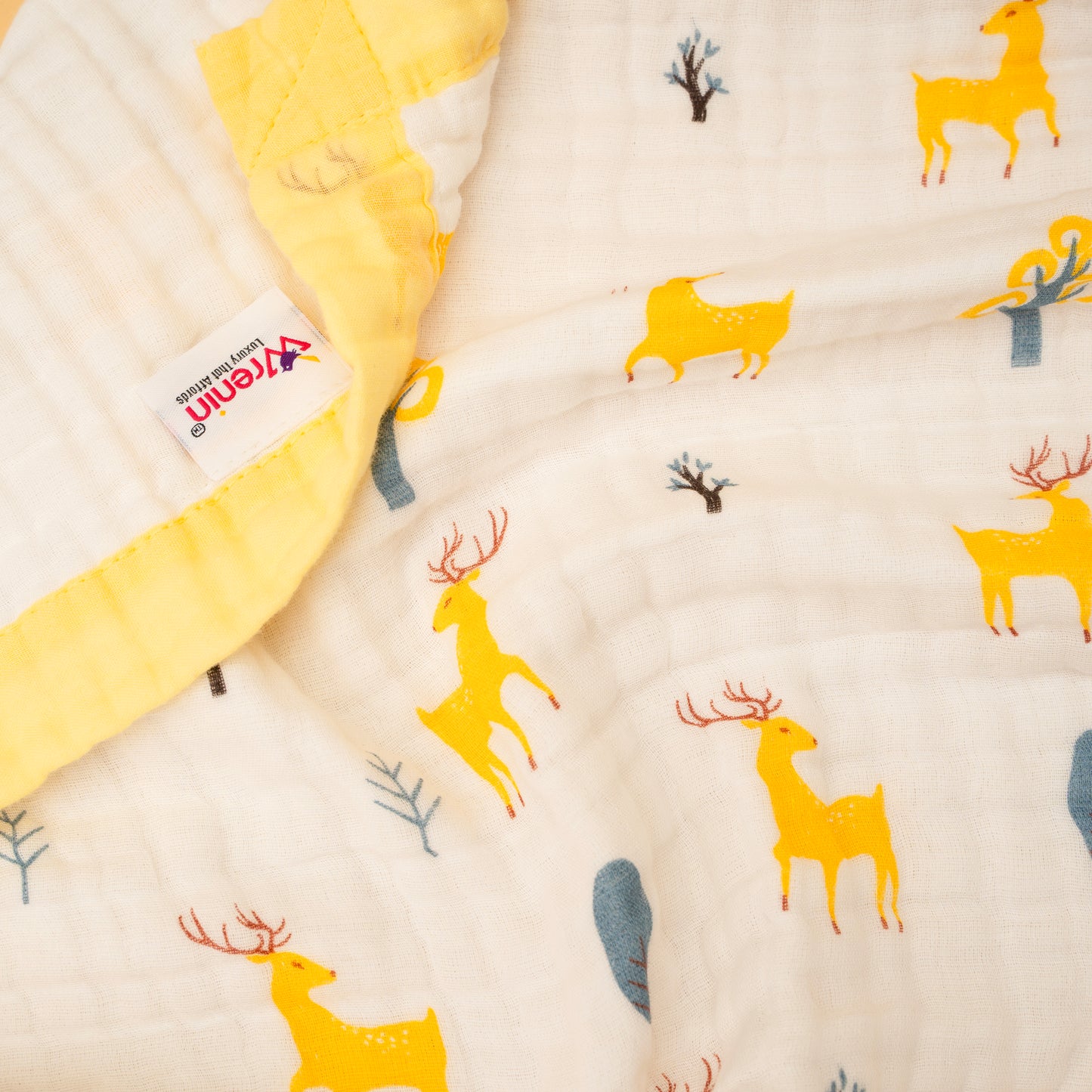 CRINKLE BLANKET | 6 LAYERS | ORGANIC MUSLIN | GOLDEN WOODLAND