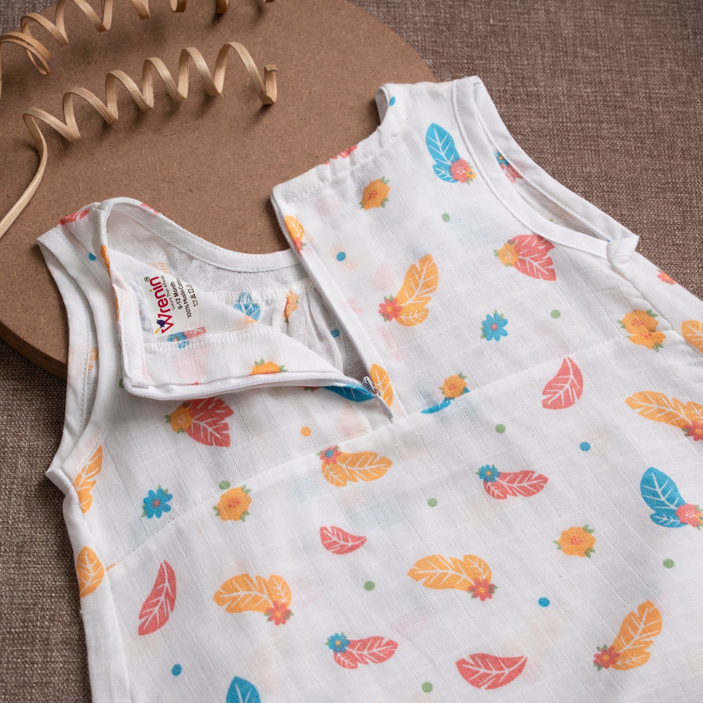 Muslin Frock Frill Zip - Leafy Lullaby