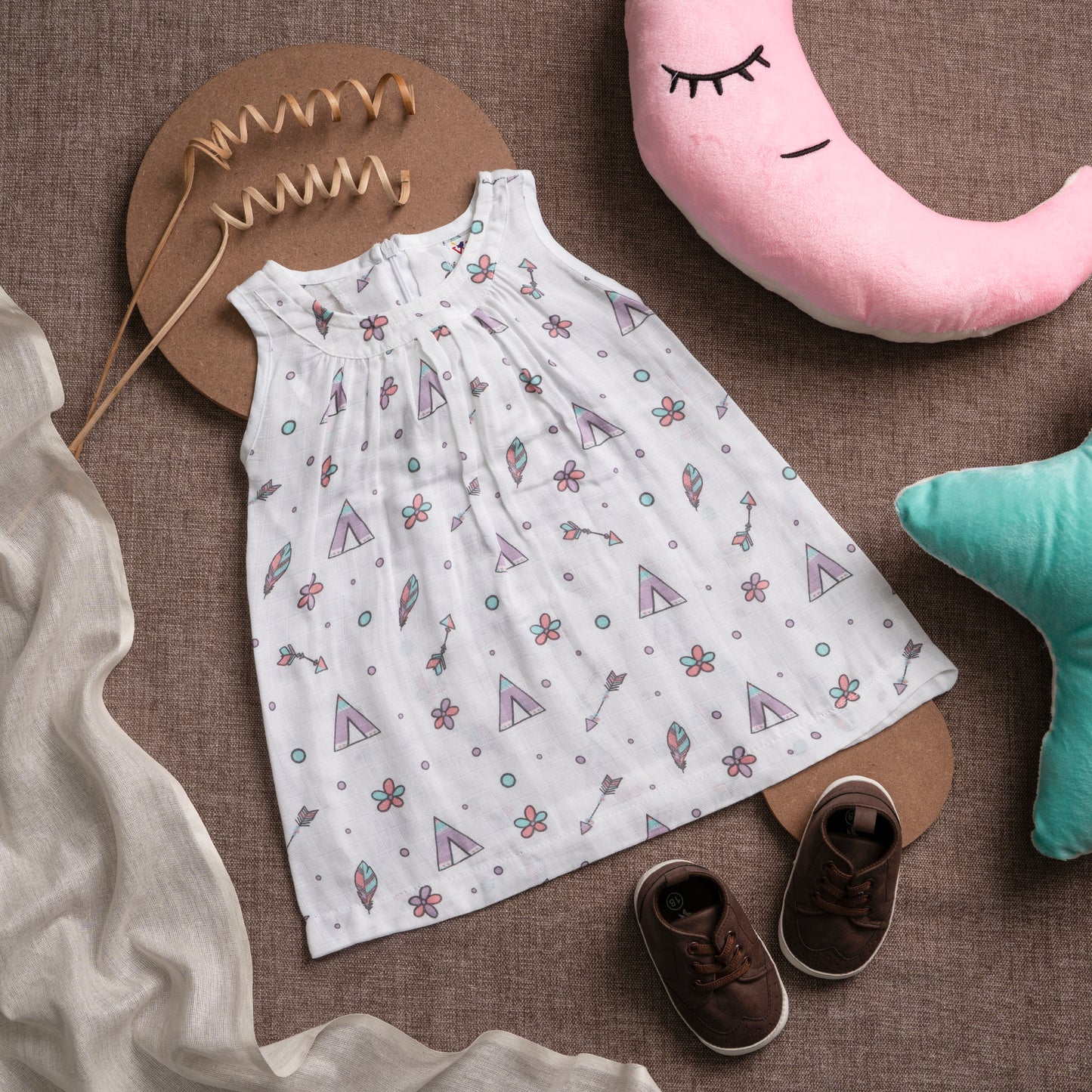 Muslin Frock Frill Zip - Arrows & Blooms