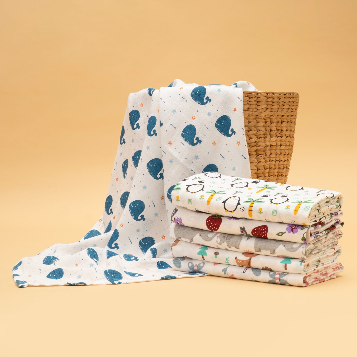 SWADDLES - TOWEL | ORGANIC MUSLIN | GOTS CERTIFIED | 100*100 | OCEAN MAJESTY