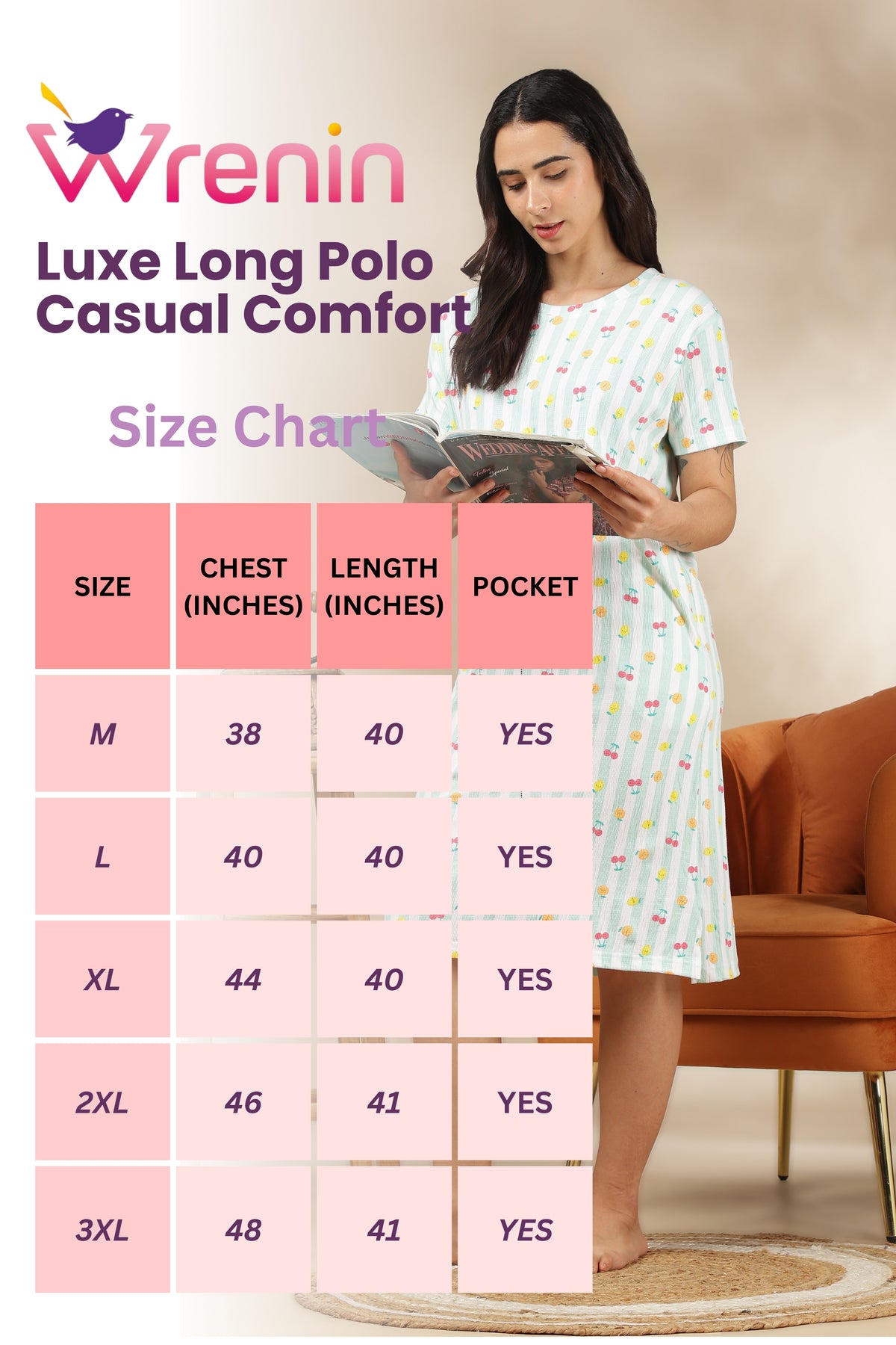 Luxe Long T-Shirt - Waffle Cotton - Casual Comfort - Zest