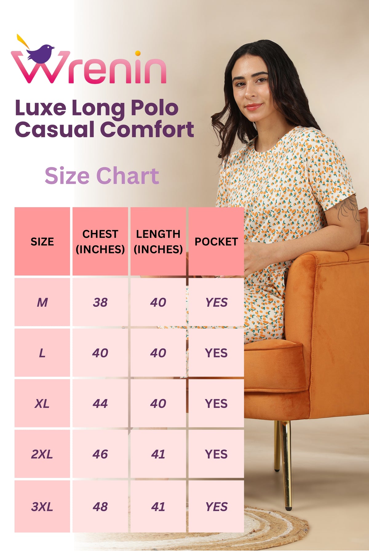 Luxe Long T-Shirt -Ribbed Cotton - Casual Comfort - Tangy