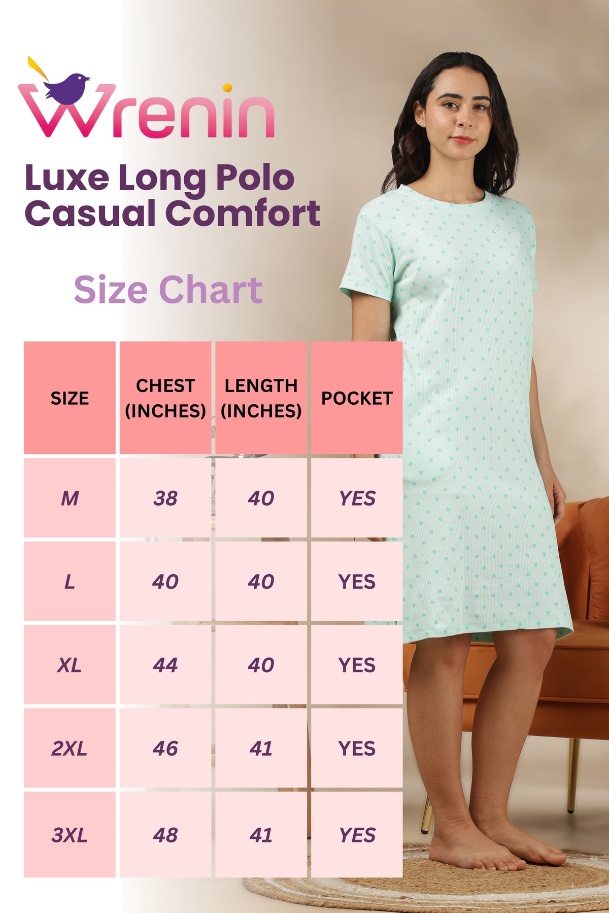 Luxe Long T-Shirt -Ribbed Cotton - Casual Comfort - Pepita