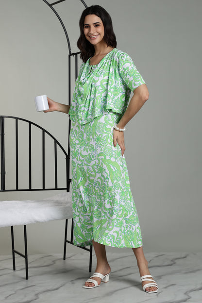 Maternity wear With Shawl - Fresh Mint Bloom