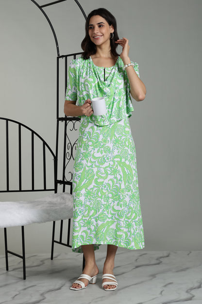 Maternity wear With Shawl - Fresh Mint Bloom