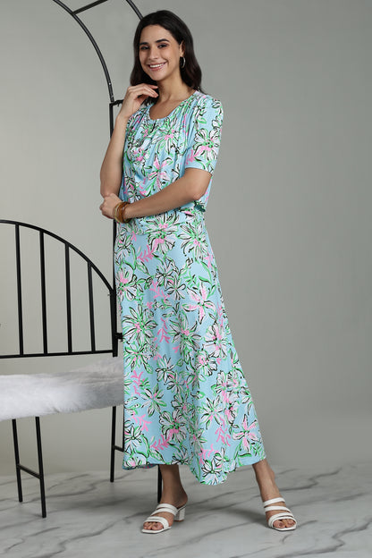 Maternity Wear With Shawl - Tropical Mist