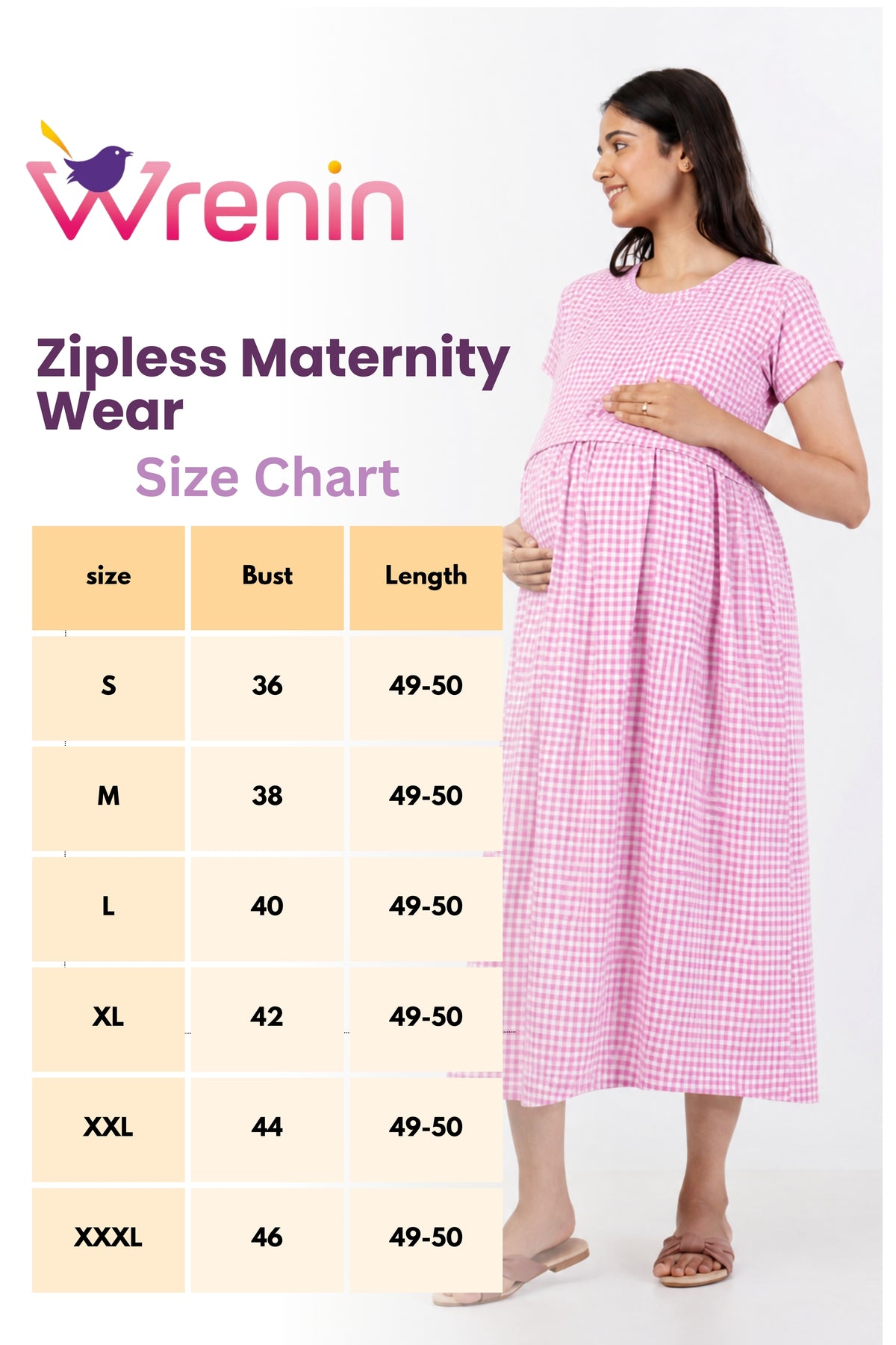 ZIPLESS MATERNITY WEAR | KNITTED COTTON | CLOUD SOFT | CANDY CHECK