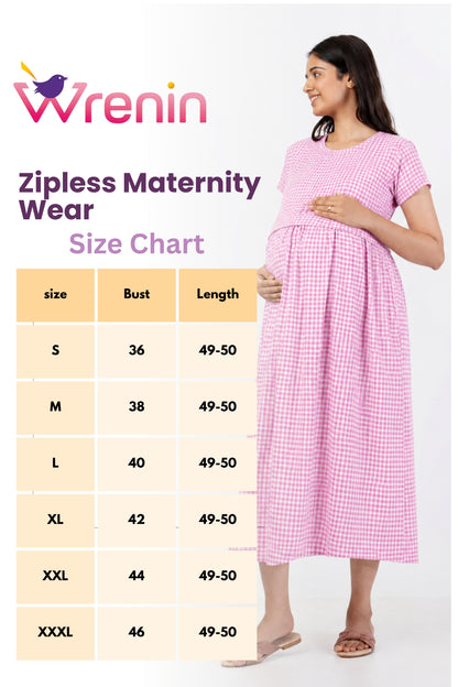 ZIPLESS MATERNITY WEAR | KNITTED COTTON | CLOUD SOFT | CANDY CHECK