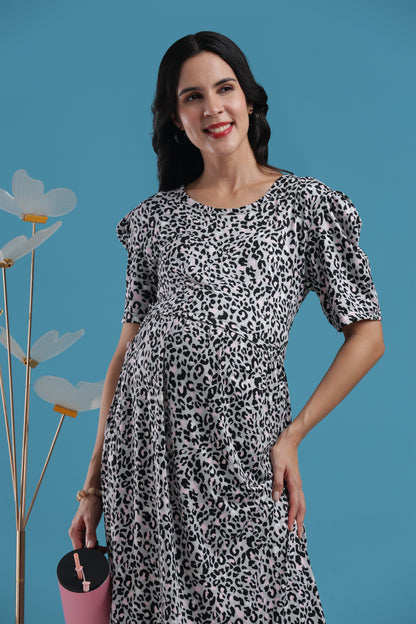 ZIPLESS MATERNITY WEAR | PUFFSLEEVE | MAMA'S CHEETAH CHIC