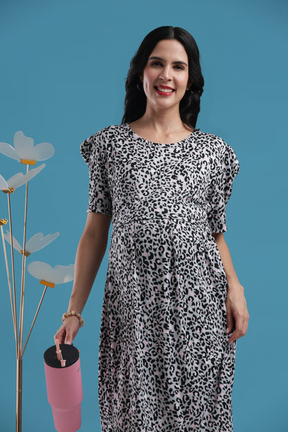 ZIPLESS MATERNITY WEAR | PUFFSLEEVE | MAMA'S CHEETAH CHIC