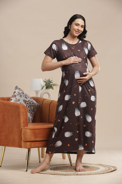 ZIPLESS MATERNITY WEAR | SHORT SLEEVE | SPUN COTTON| MAMA'S COCOA WHIMSY