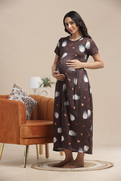 ZIPLESS MATERNITY WEAR | SHORT SLEEVE | SPUN COTTON| MAMA'S COCOA WHIMSY
