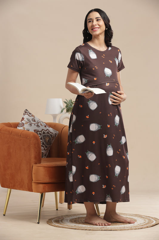 ZIPLESS MATERNITY WEAR | SHORT SLEEVE | SPUN COTTON| MAMA'S COCOA WHIMSY