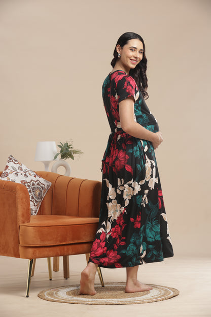 ZIPLESS MATERNITY WEAR | BUTTERY SOFT | SPUN COTTON| TWILIGHT BLOSSOM MAGIC