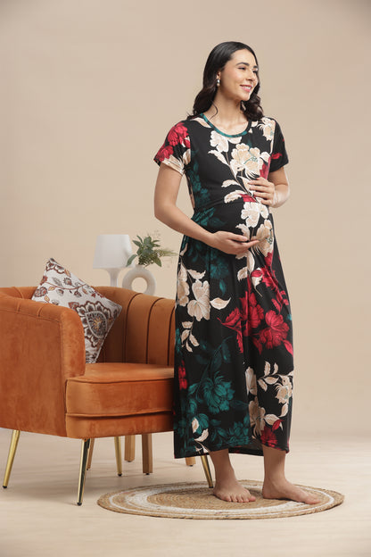 ZIPLESS MATERNITY WEAR | BUTTERY SOFT | SPUN COTTON| TWILIGHT BLOSSOM MAGIC