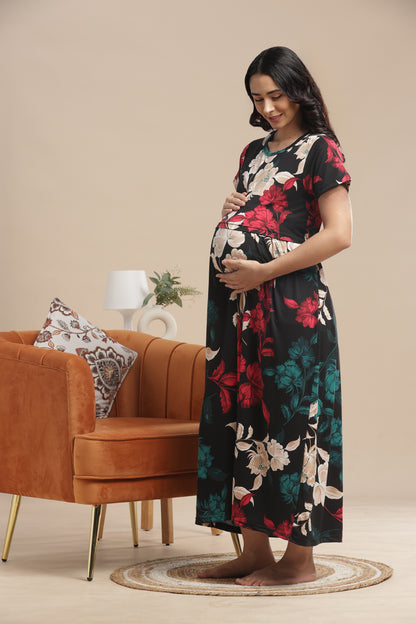 ZIPLESS MATERNITY WEAR | BUTTERY SOFT | SPUN COTTON| TWILIGHT BLOSSOM MAGIC