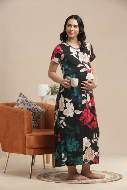 ZIPLESS MATERNITY WEAR | BUTTERY SOFT | SPUN COTTON| TWILIGHT BLOSSOM MAGIC