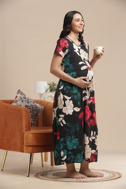 ZIPLESS MATERNITY WEAR | BUTTERY SOFT | SPUN COTTON| TWILIGHT BLOSSOM MAGIC