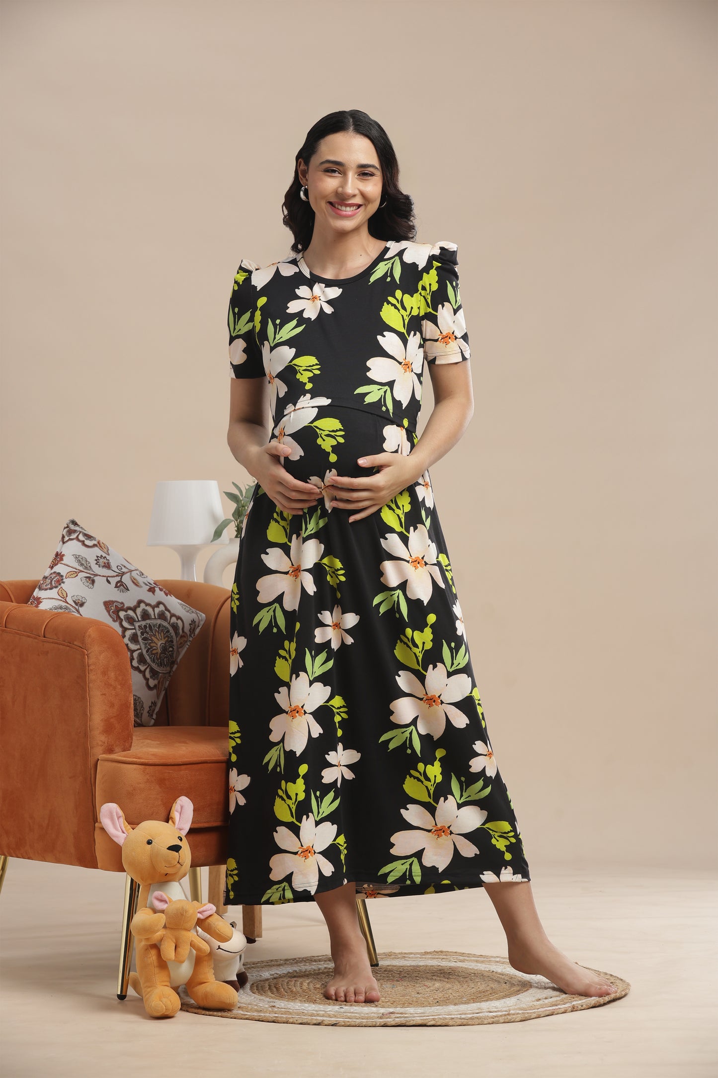 ZIPLESS MATERNITY WEAR | PUFF SLEEVE | SPUN COTTON| BLOOMING MOTHERHOOD