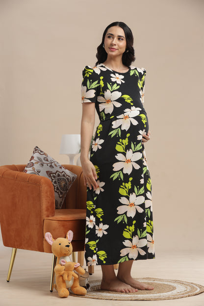 ZIPLESS MATERNITY WEAR | PUFF SLEEVE | SPUN COTTON| BLOOMING MOTHERHOOD