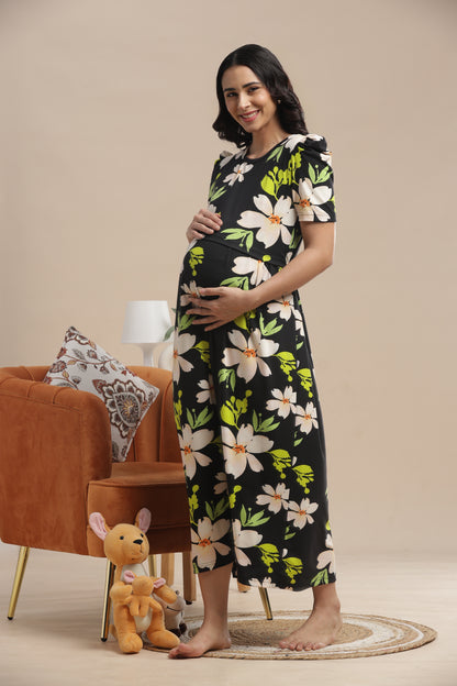 ZIPLESS MATERNITY WEAR | PUFF SLEEVE | SPUN COTTON| BLOOMING MOTHERHOOD