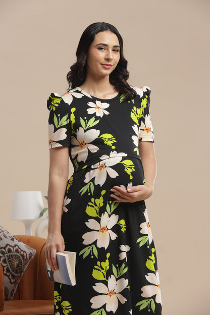 ZIPLESS MATERNITY WEAR | PUFF SLEEVE | SPUN COTTON| BLOOMING MOTHERHOOD