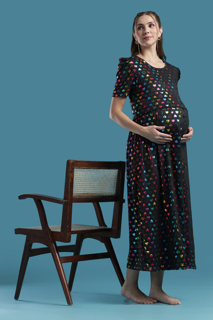 ZIPLESS MATERNITY WEAR | PUFFSLEEVE | SPUN | HEART SPARKLE