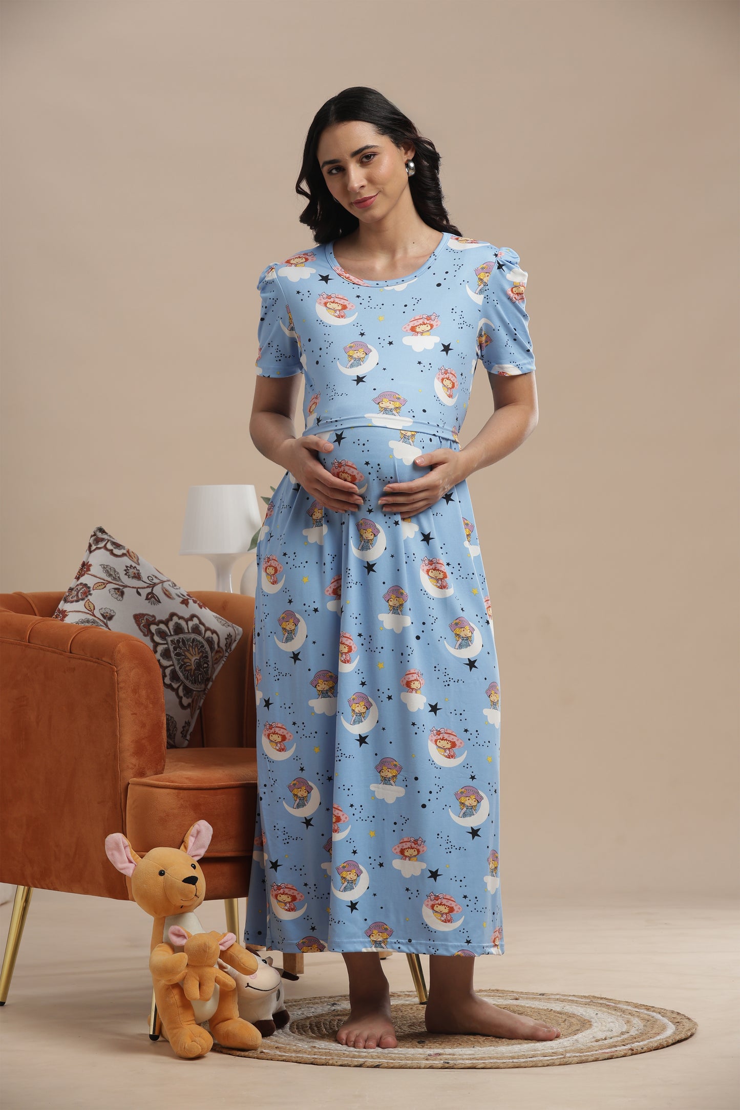 ZIPLESS MATERNITY WEAR | PUFF SLEEVE | SPUN COTTON| CELESTIA