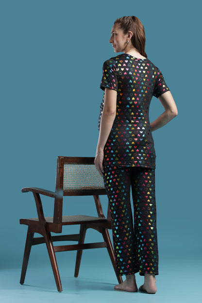 MATERNITY COORDS | ZIPLESS T-SHIRT WITH PANTS |SPUN |INTRODUCTORY PRICE |HEART SPRAKLE