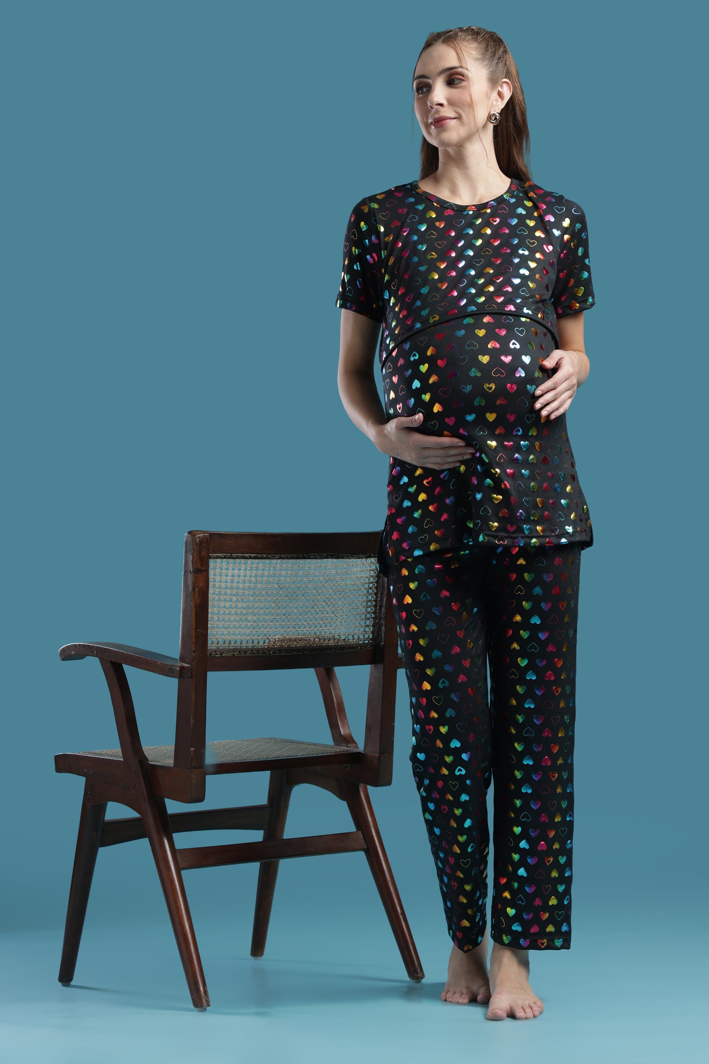 MATERNITY COORDS | ZIPLESS T-SHIRT WITH PANTS |SPUN |INTRODUCTORY PRICE |HEART SPRAKLE